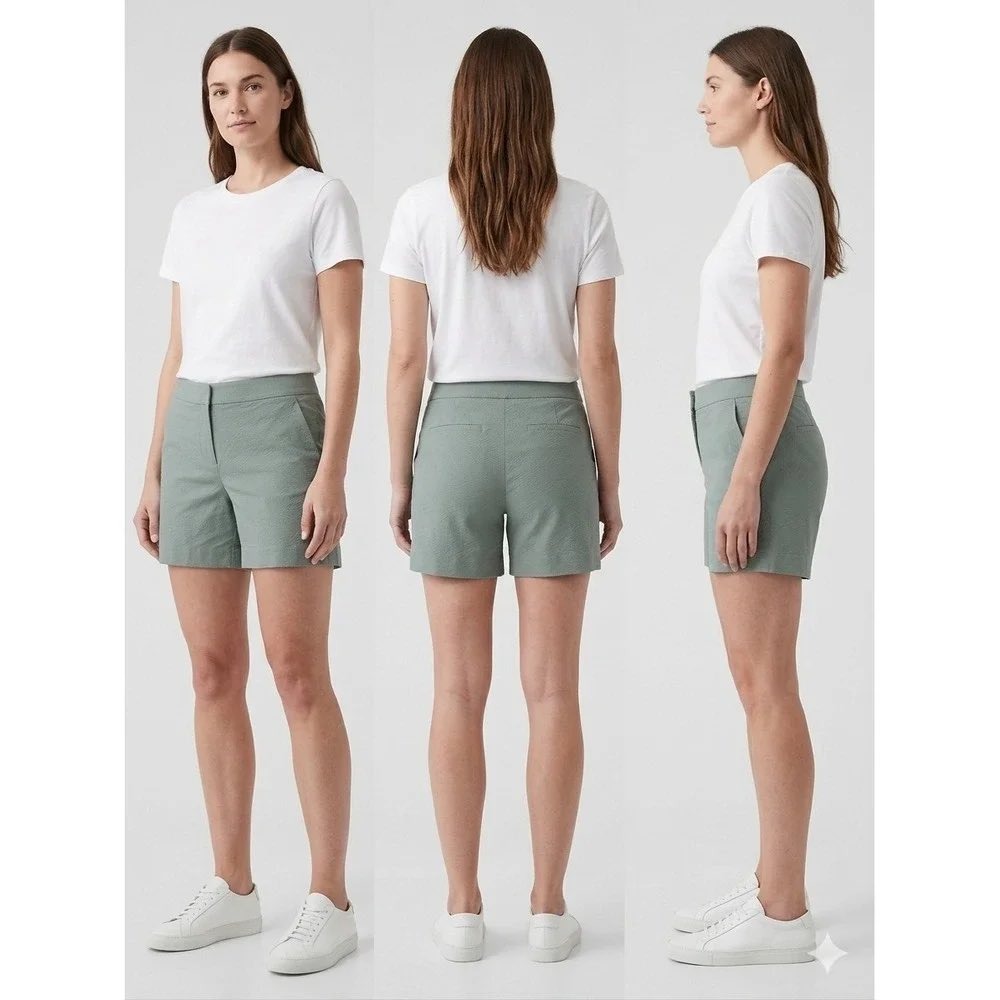 Ann Taylor LOFT Riviera Stretch Cotton Twill 4" Shorts Women Size 8 Sage Green